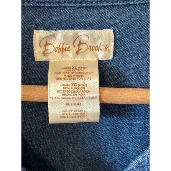 VTGA Bobbie Brooks Appliqued CATS Denim Blue Jean Cotton Long Sleeved Shirt: XL - Picture 2 of 4